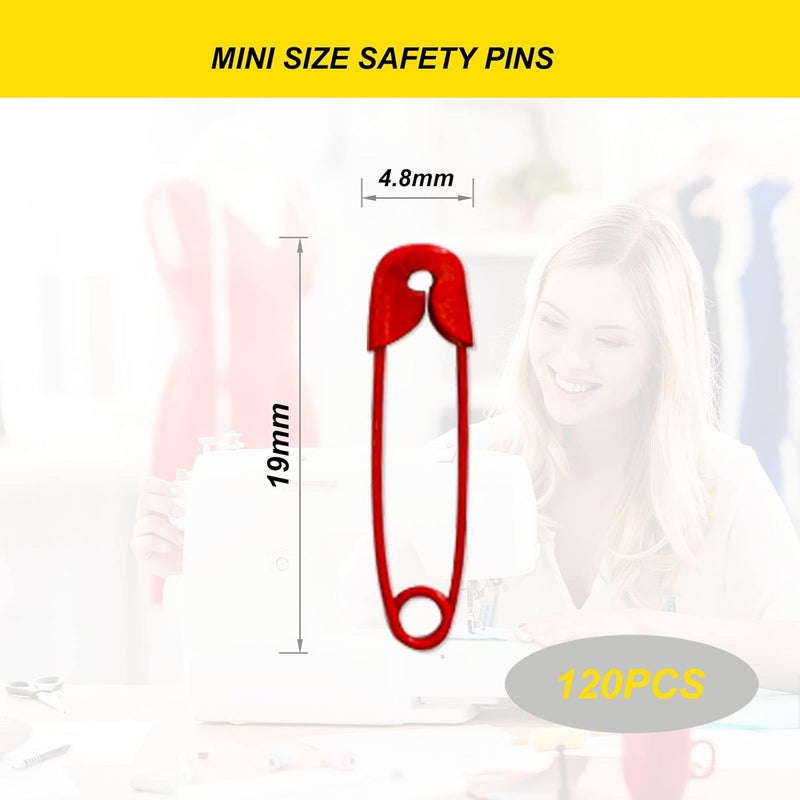 keepsweat Small Safety Pins,19mm Mini Safety Pins for Clothes,Red Safety Pin Rust Resistant Nickel Plated Steel Set for Crafting,Sewing,Rimming Fastening Clip Button for Garment Hang Tag 120pcs/box - Image 2